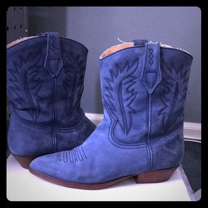 Westies Blue suede boots!